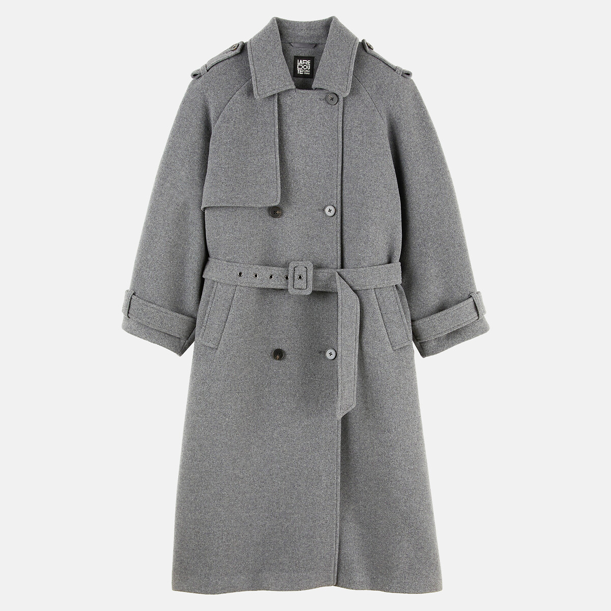 Manteau long, esprit trench gris, LA REDOUTE COLLECTIONS