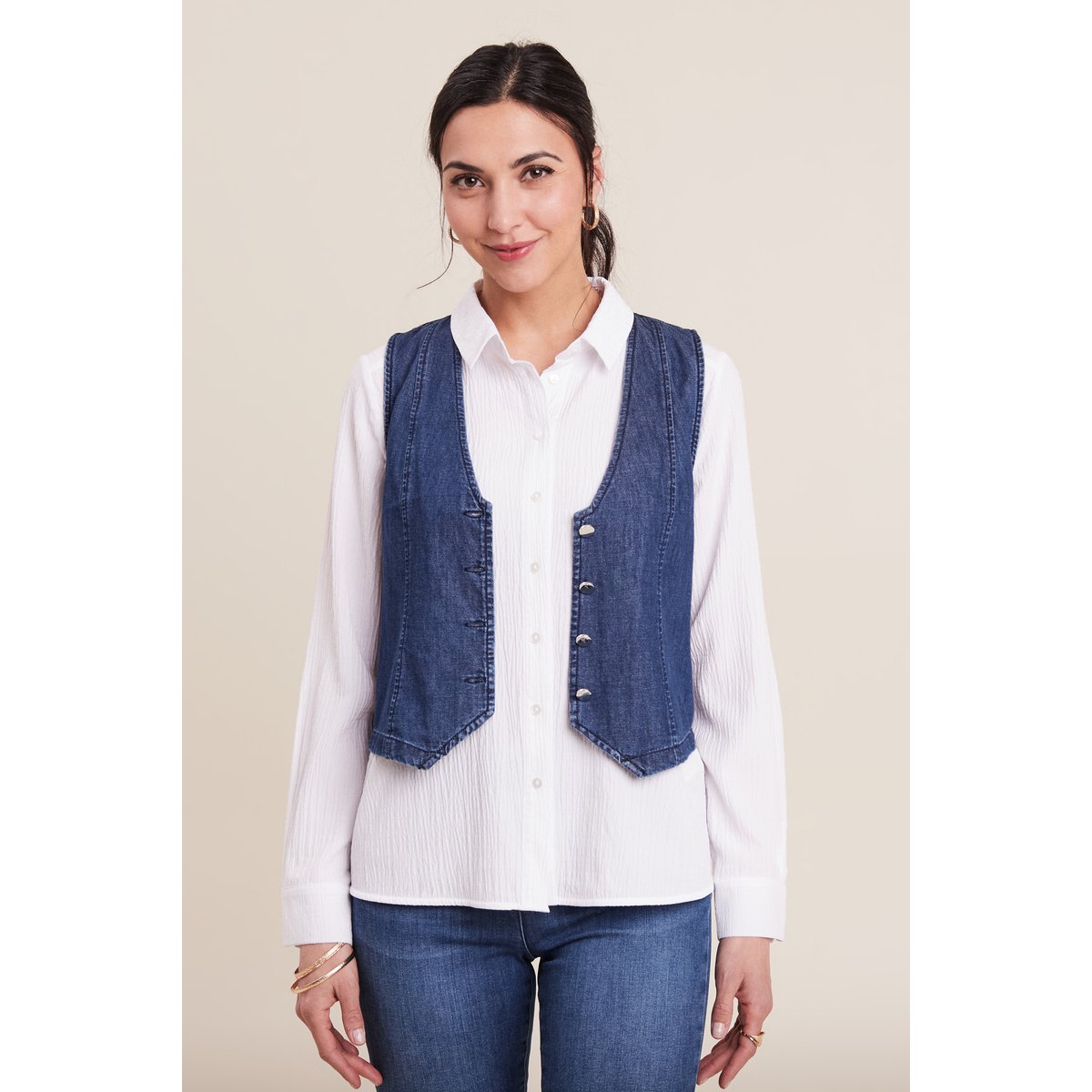 Veston sans manches jean denim double stone, BREAL