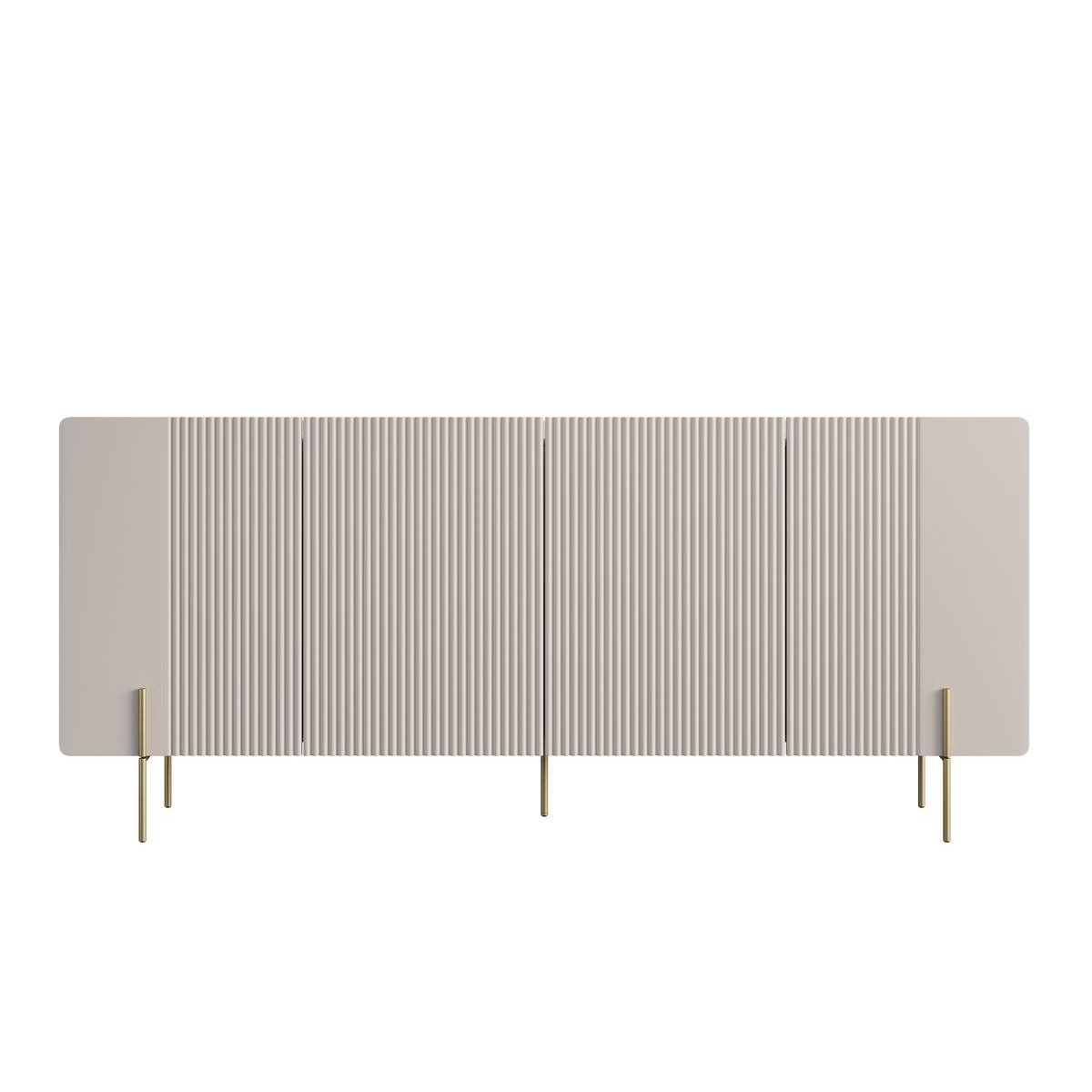 Buffet bas en panneaux de particules et MDF 4 portes 200 cm, MATHILDE beige, BOBOCHIC