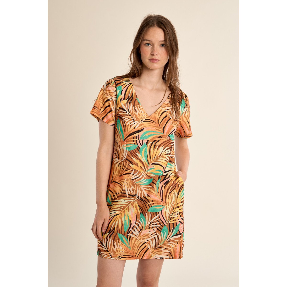 Robe courte et droite imprimée yellow claudia, MOLLY BRACKEN