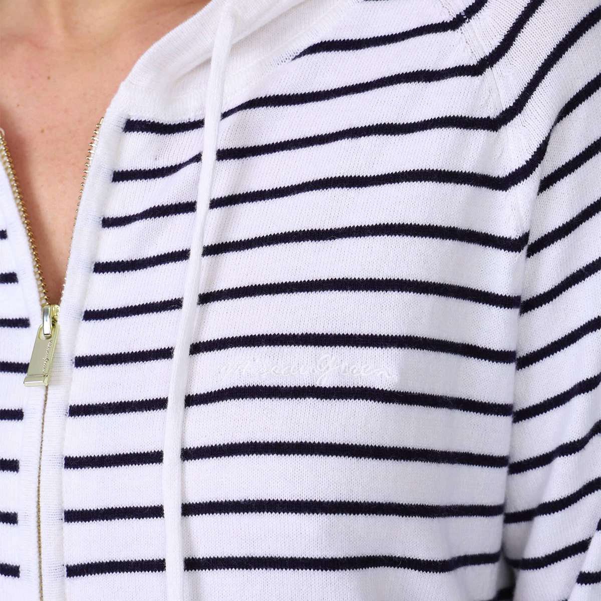 Cardigan Gisèle blanc, MISE AU GREEN