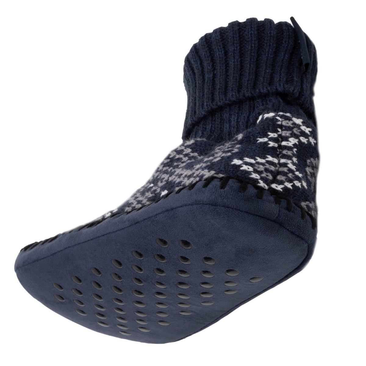 Chaussettes d'intérieur maille jacquard, picots antidérapants bleu, ISOTONER