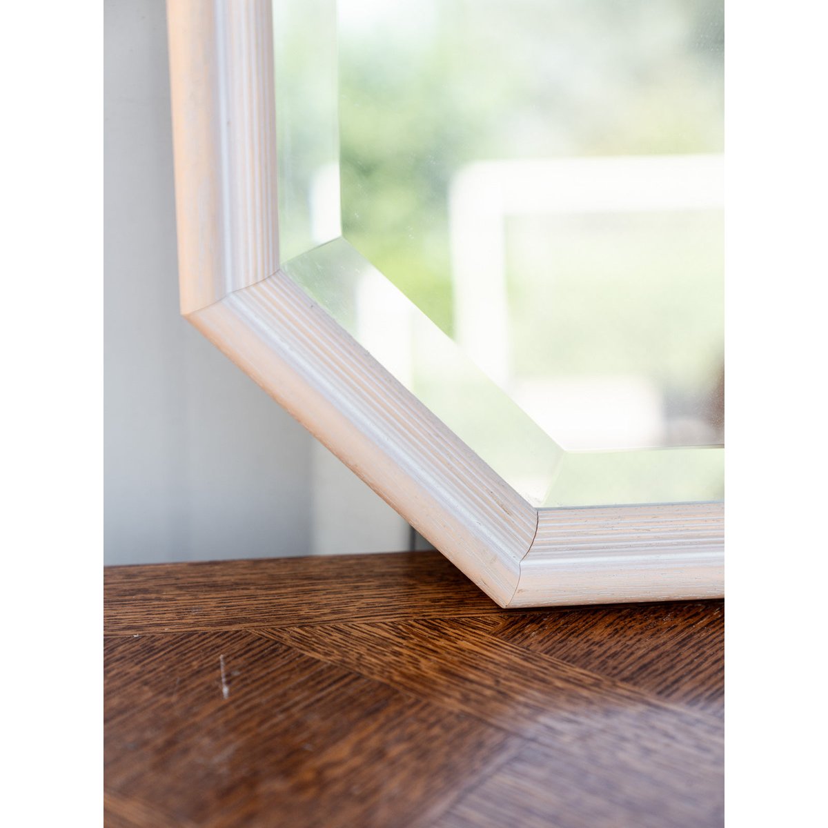 Miroir octogonal en bois beige nude Georges N°1360 - Bon état beige, DEBONGOUT