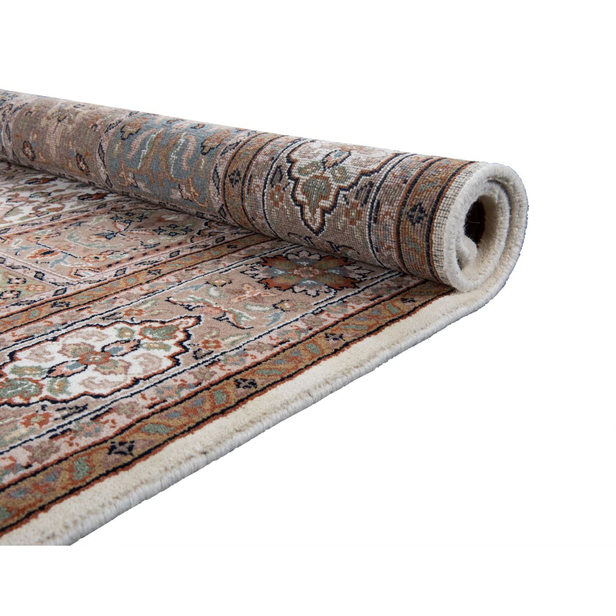 Tapis d'orient classique Benares noué main crème marron, THEKO