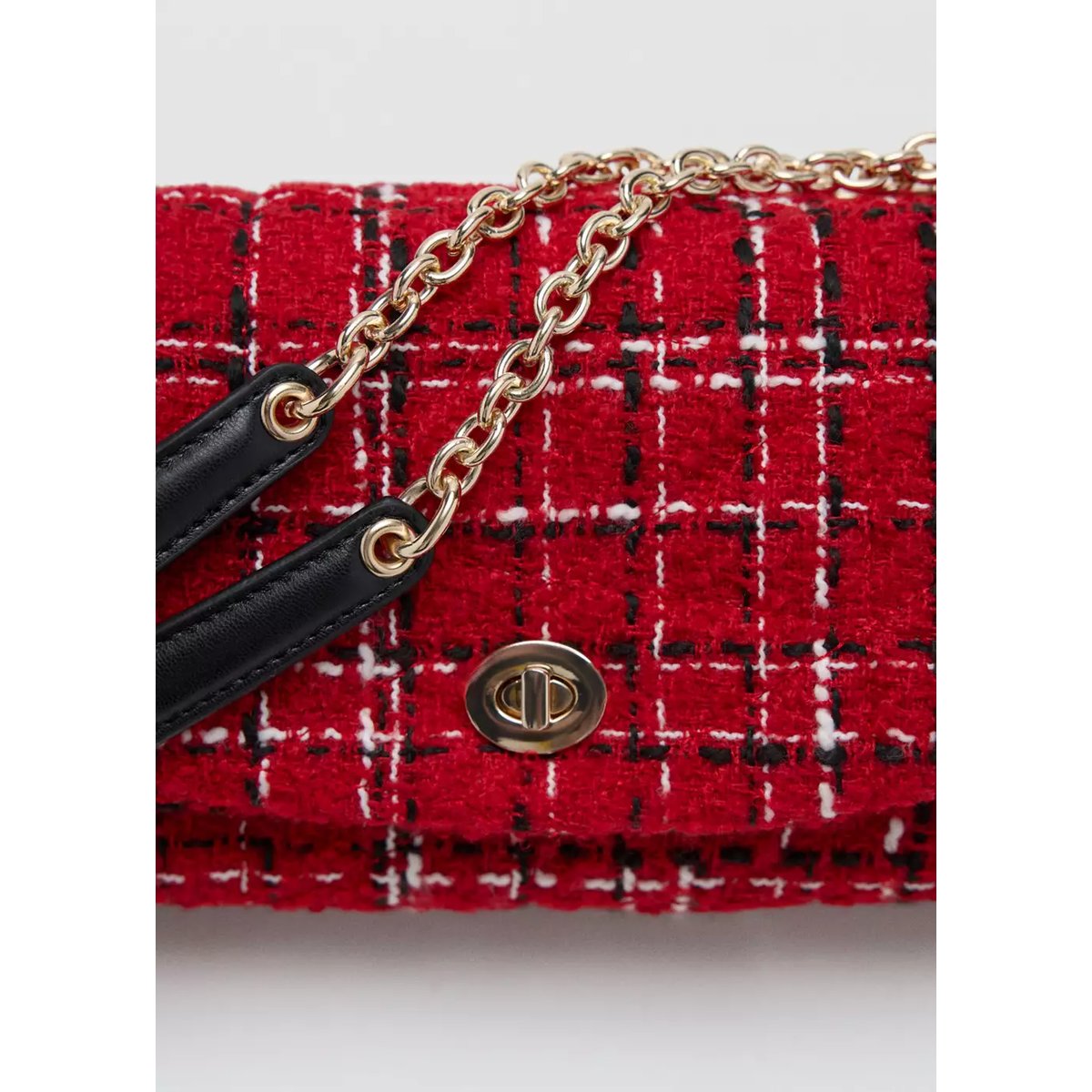 Sac bandoulière en tweed rouge, MANGO