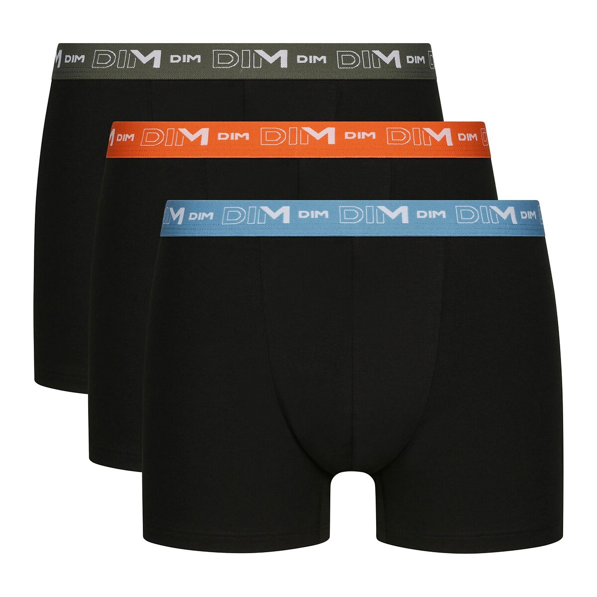 Confezione da 3 boxer in cotone elasticizzato noir + bleu + orange, DIM