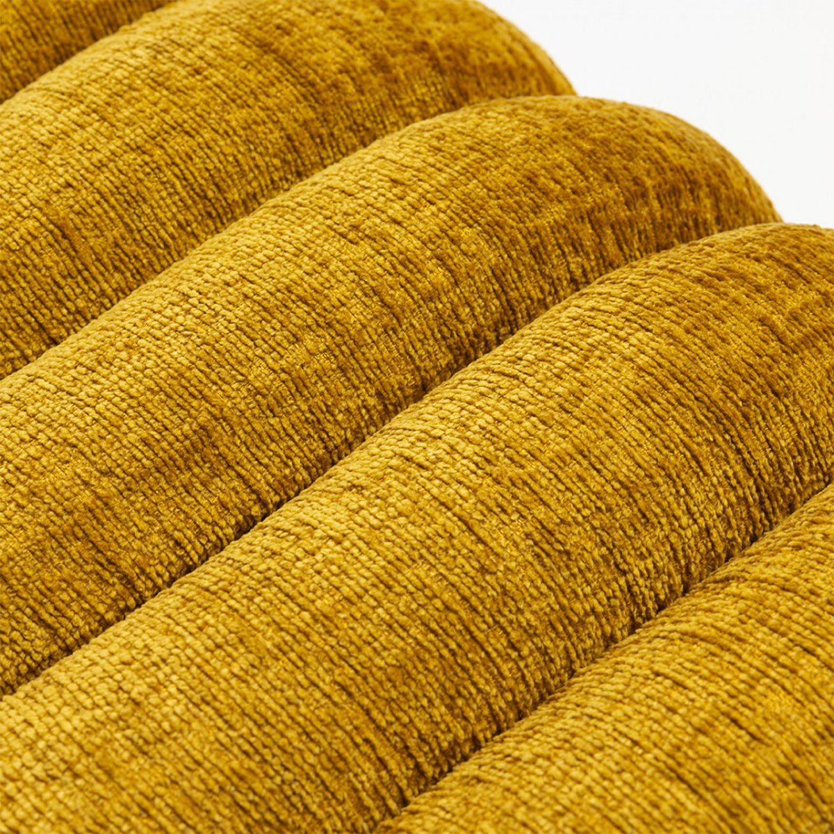 Tabouret rembourré en tissu chenille- MUI jaune moutarde, DRAWER