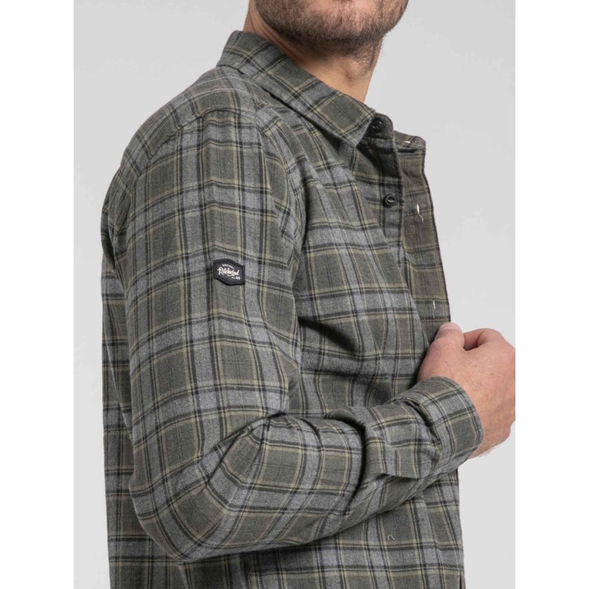 Chemise Manches Longues Carreaux Pur Coton Flanelle Tadumir kaki, RITCHIE