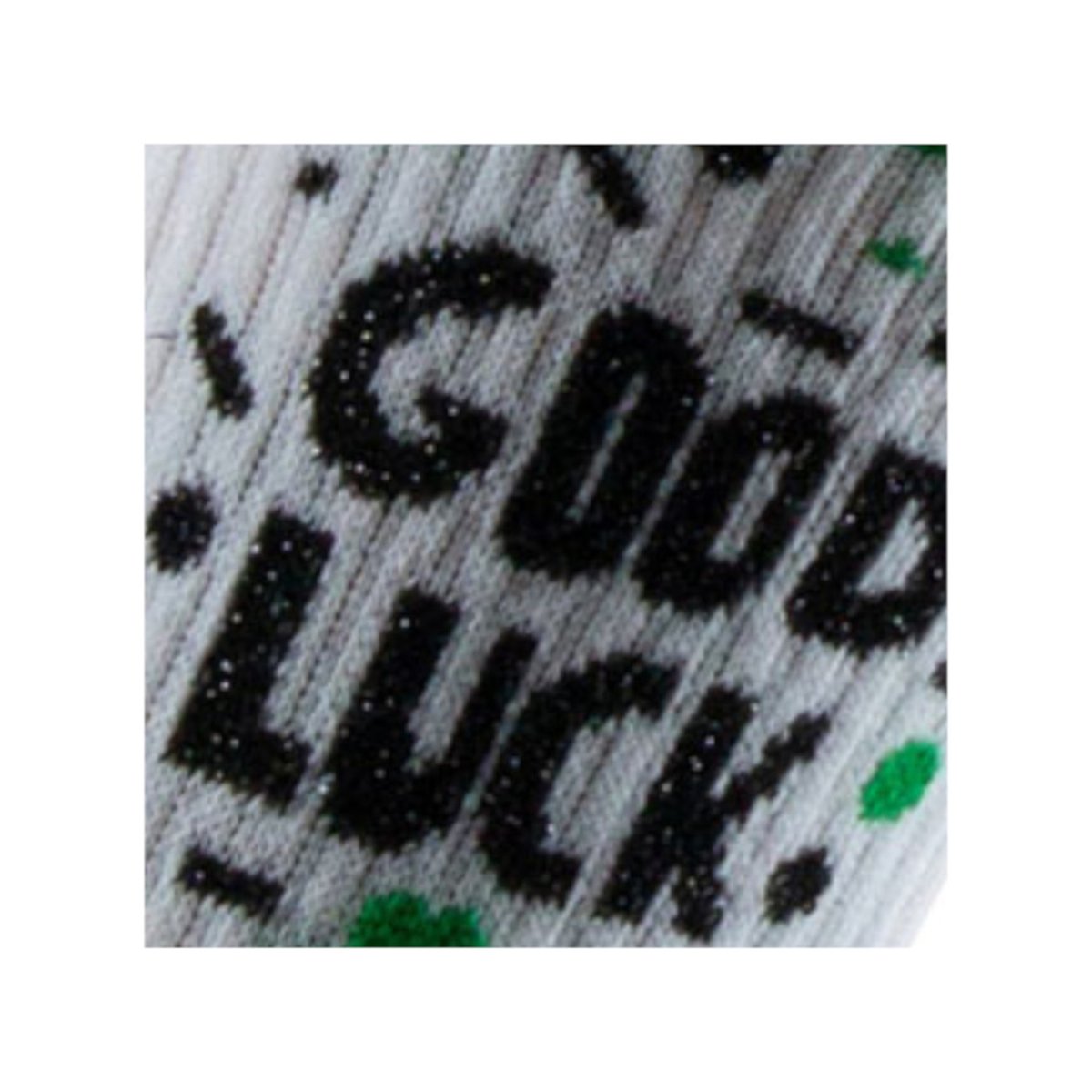 Socquettes Femme à message Good Luck Coton majoritaire blanc, KINDY