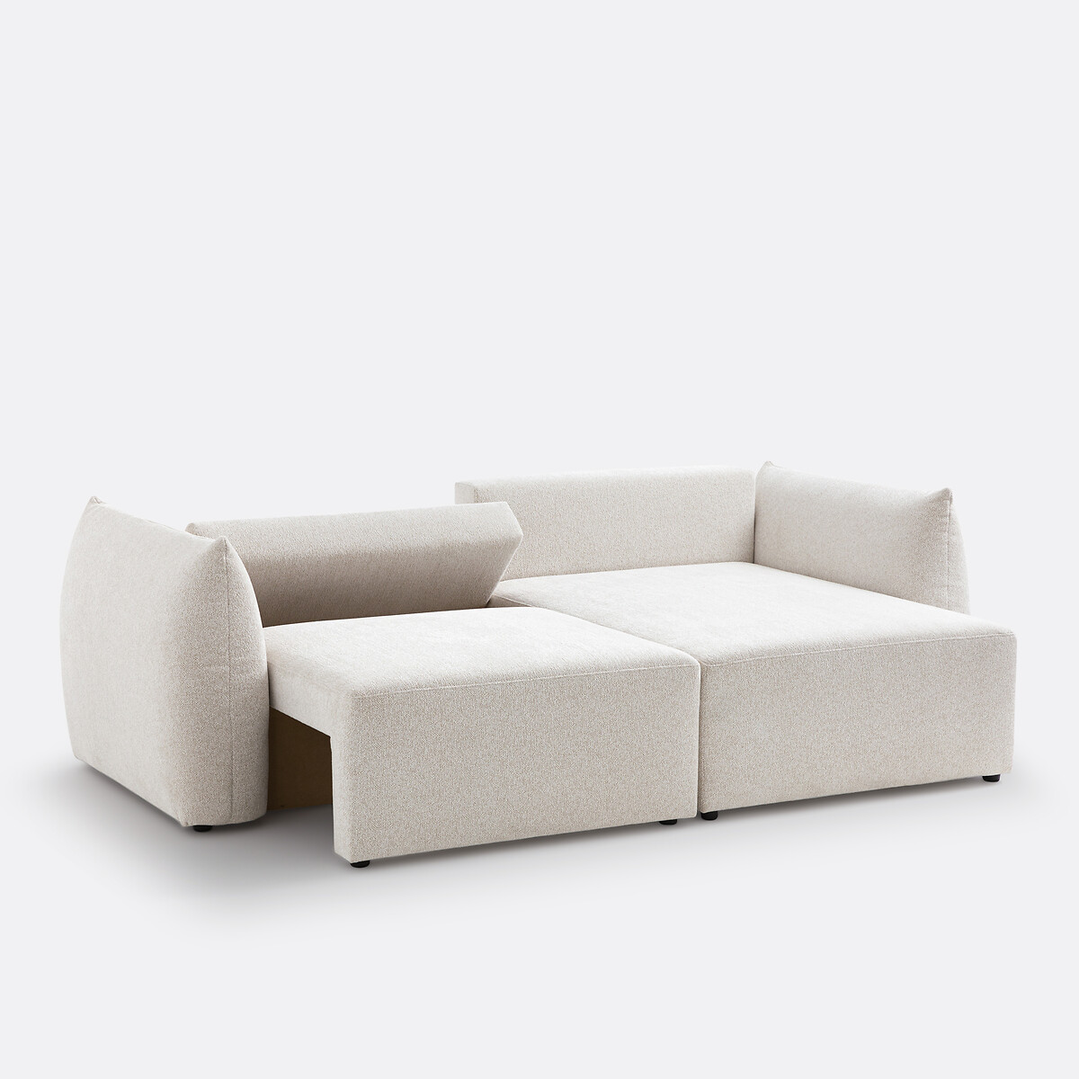 Canapé d'angle convertible avec coffre, 3 places, en tissu chenillé chiné, EDITH ecru, LA REDOUTE INTERIEURS