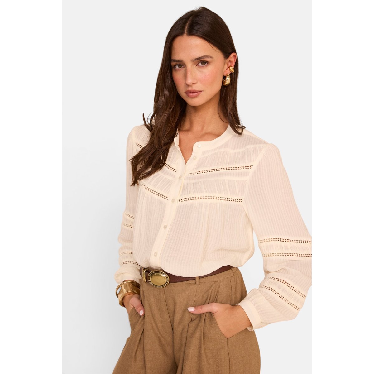 Blouse brodée à manches longues MAYA creme, Maison 123
