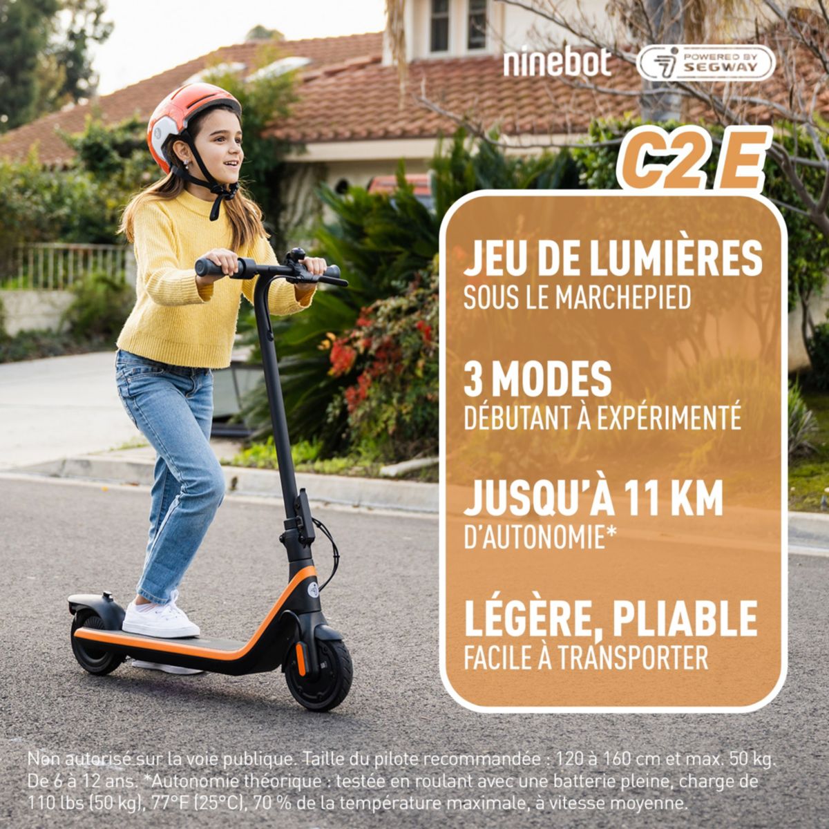 Trottinette électrique enfant C2 enfant couleur unique, NINEBOT