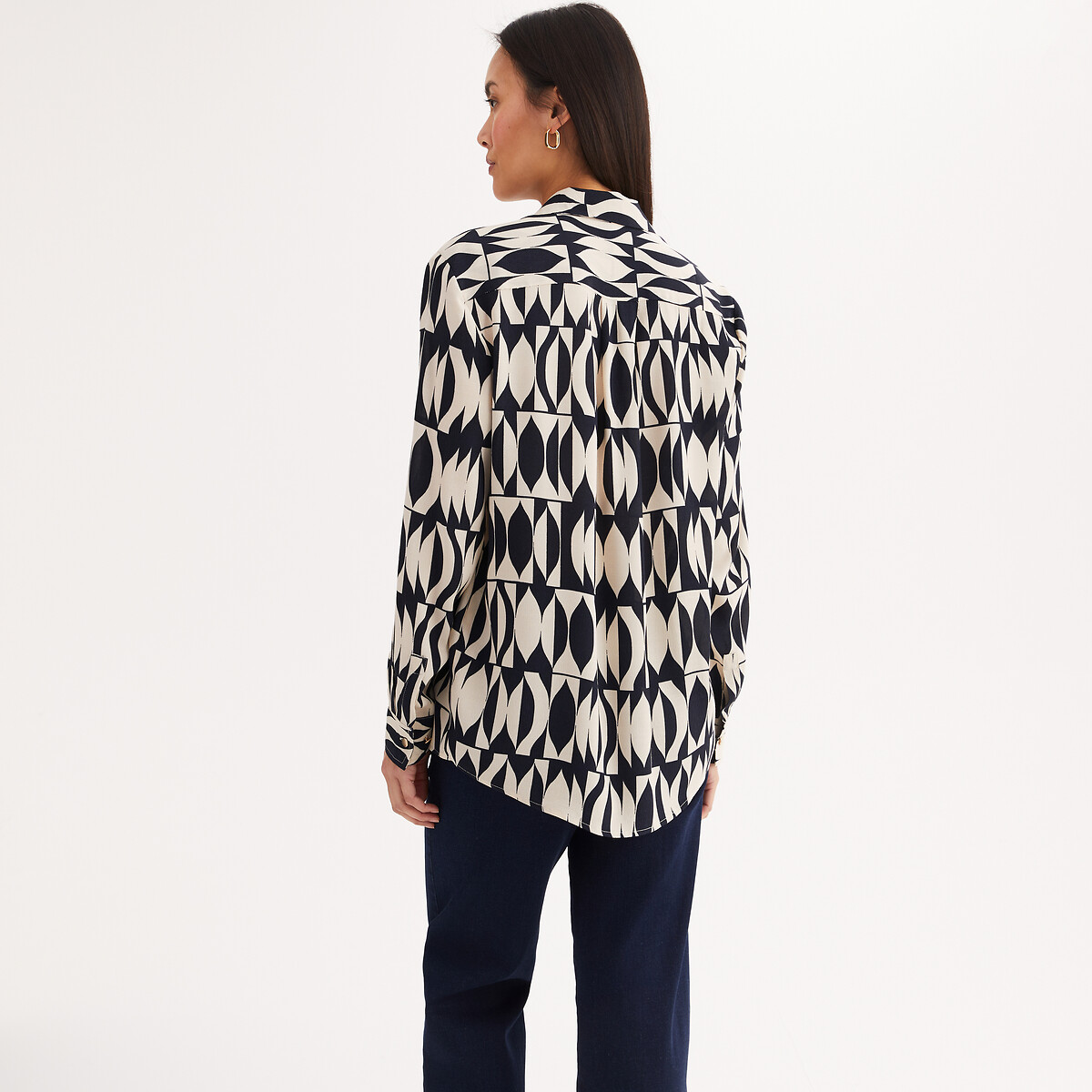 Chemise fluide, imprimé graphique, manches longues imprimé, ANNE WEYBURN