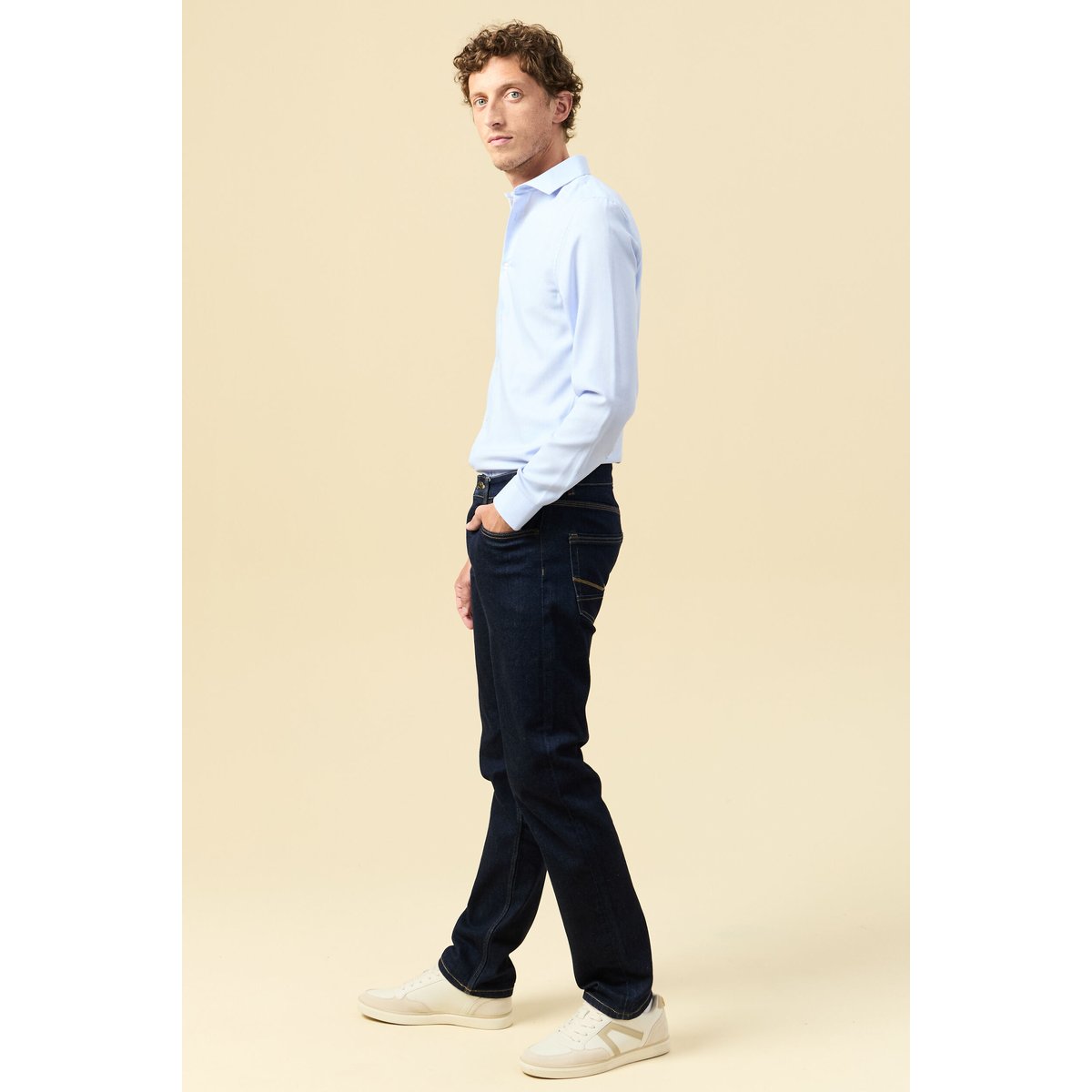 Chemise cintrée manches longues bleu ciel, BONOBO