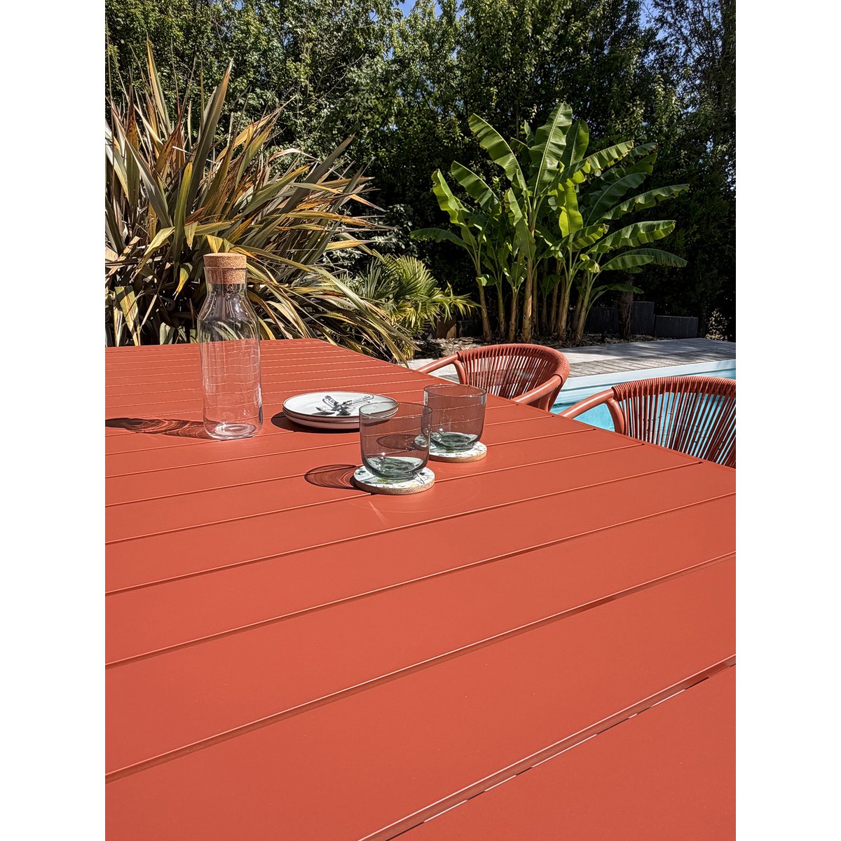 Ensemble repas de jardin en aluminium 8 places HANOI terracotta, DCB GARDEN