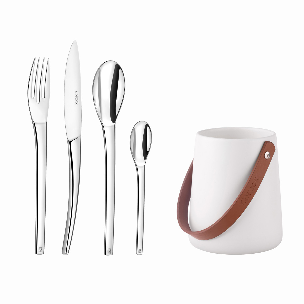 24 couverts de table avec support de rangement nomade - NEUVIÈME ART inox, COUZON