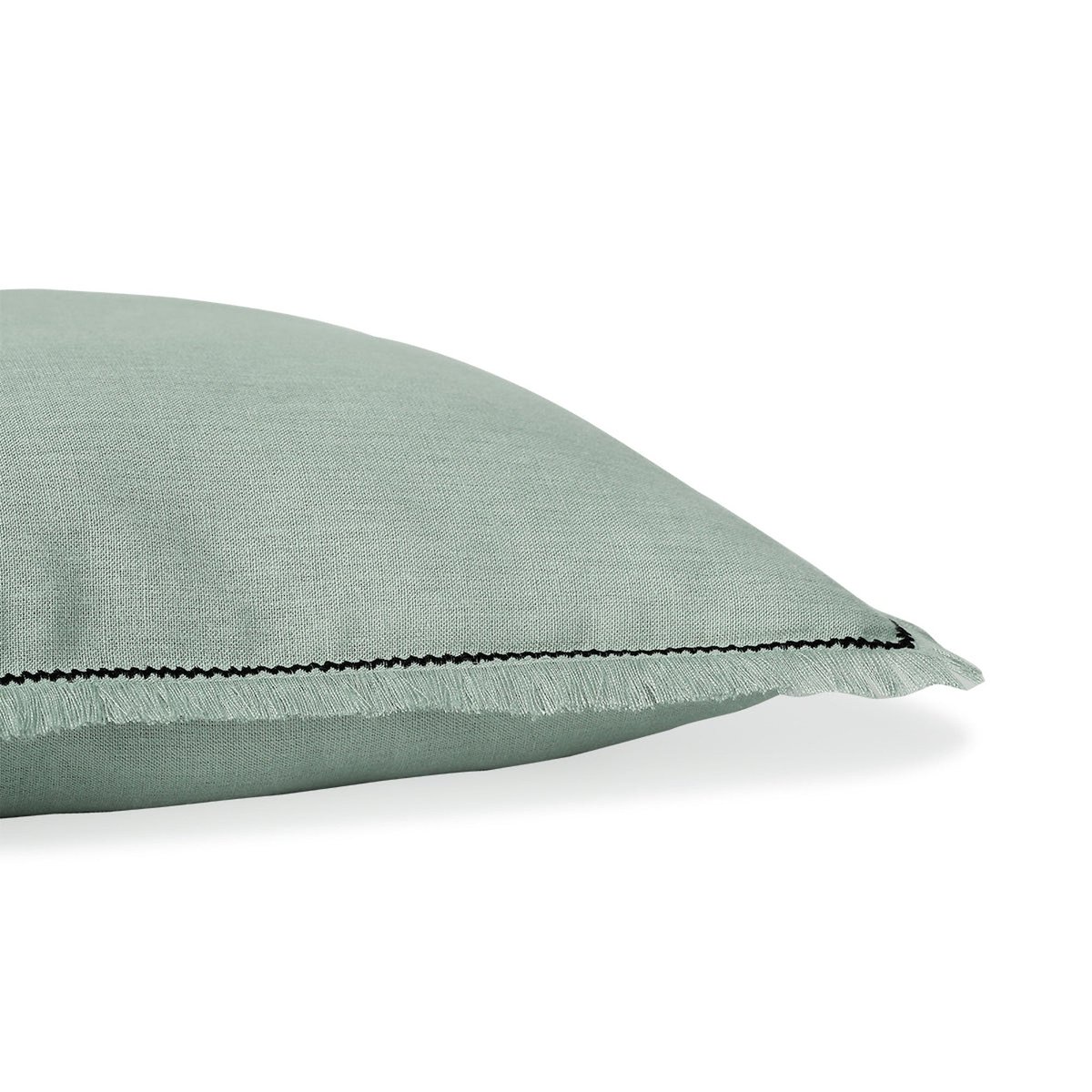 Coussin lin lavé GABRIEL vert céladon / noir, FEBRONIE