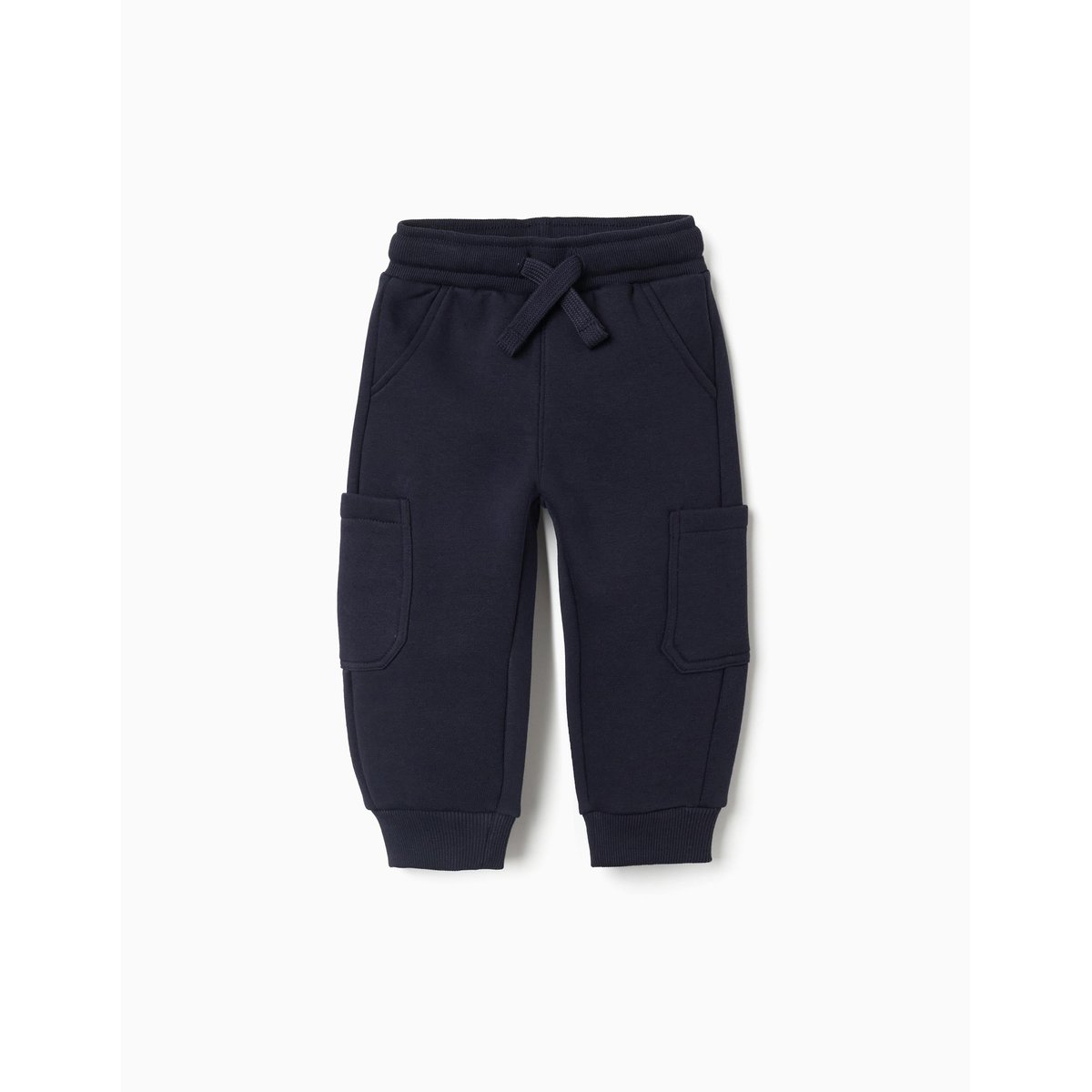 Pantalon de jogging en molleton avec doublure en coton peigné et poches cargo bleu foncé, ZIPPY
