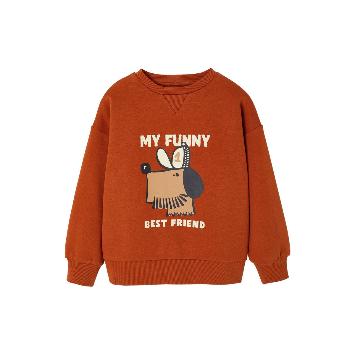 Sweat chien imprimé tomette, VERTBAUDET