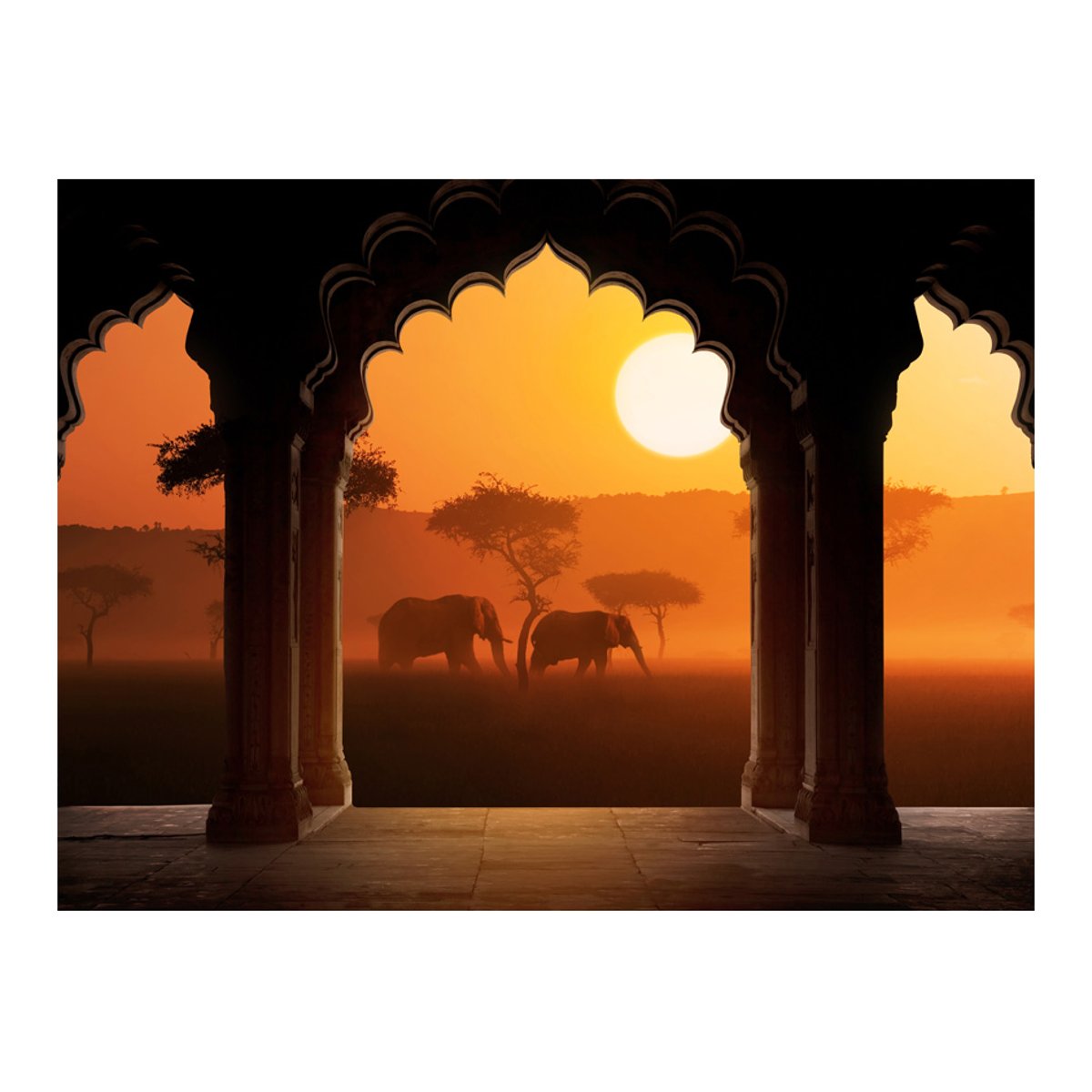 Papier peint intissé panoramique Paysage Hear Africa orange / cuivré, EDEN