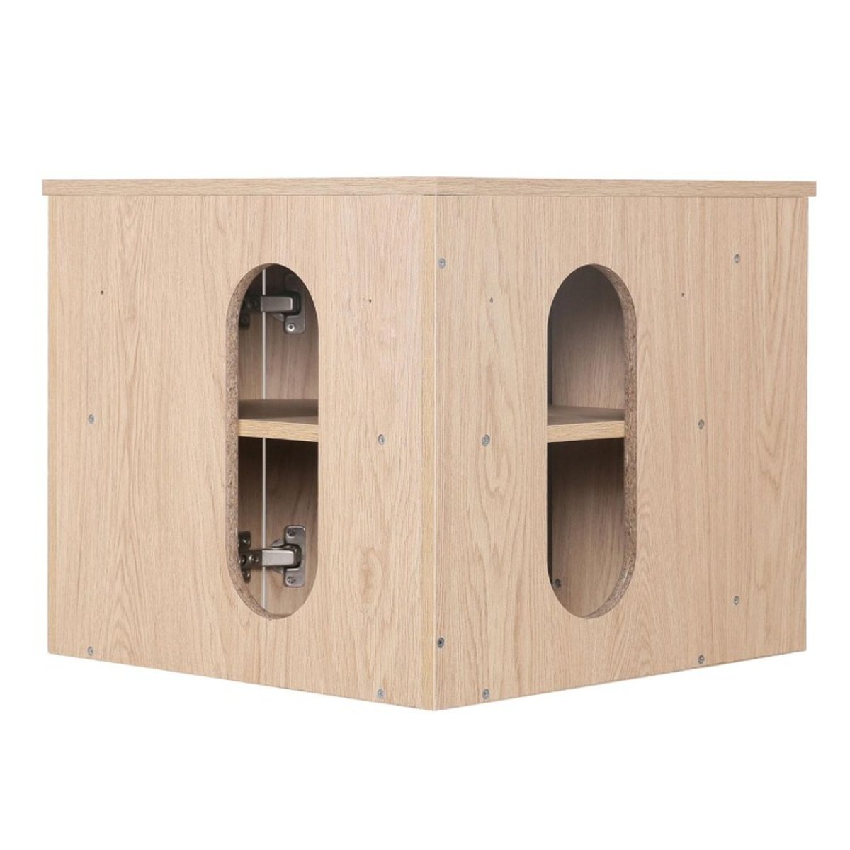 Meuble sous vasque d'angle avec vasque, robinet et armoire SORRENTO décor chêne, MOB IN