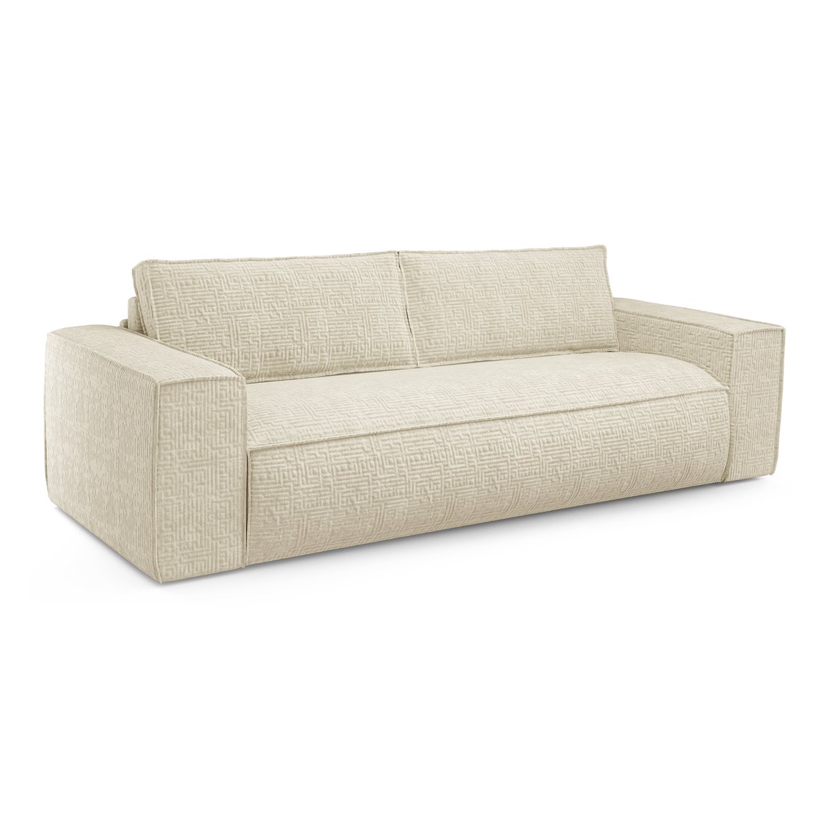 Canapé convertible express matelas Dunlopillo 160cm 4 places en velours JOAN crème, SIA HOME