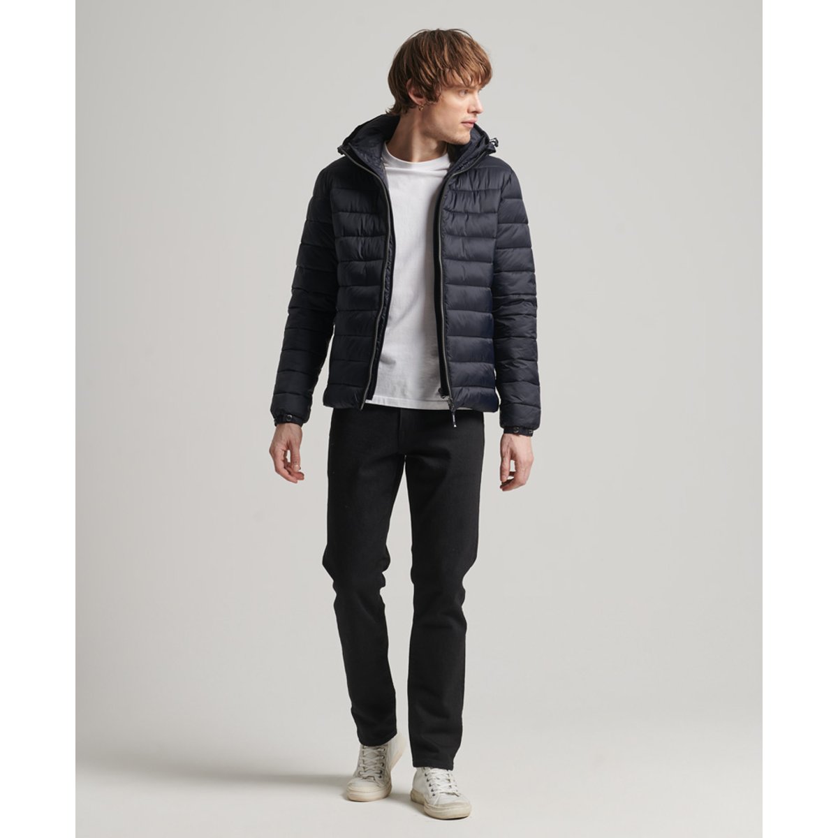 Doudoune zippée à capuche Fuji bleu marine, SUPERDRY
