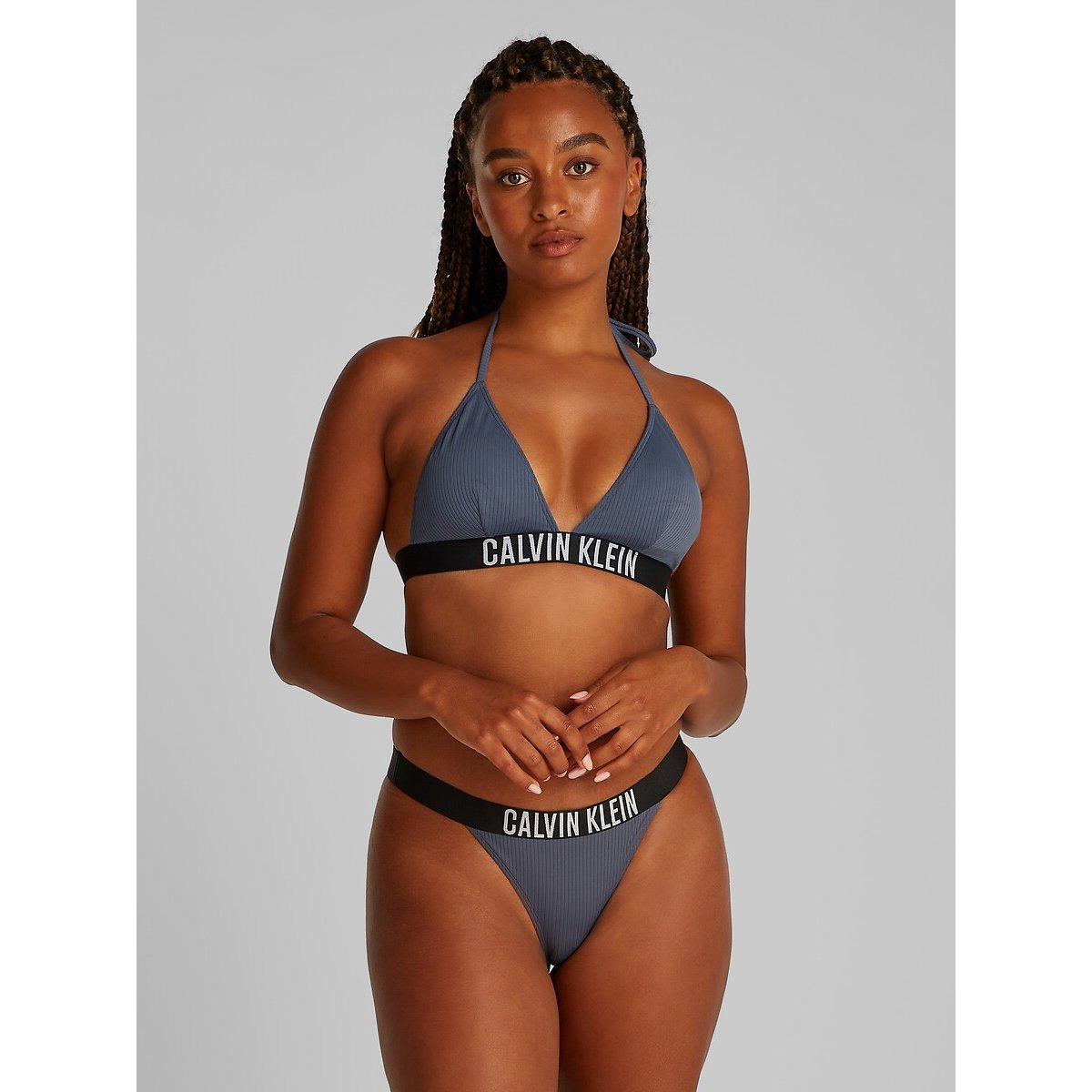 Ribbed Triangle Bikini Top, Intense Power Rib grey, CALVIN KLEIN UNDERWEAR