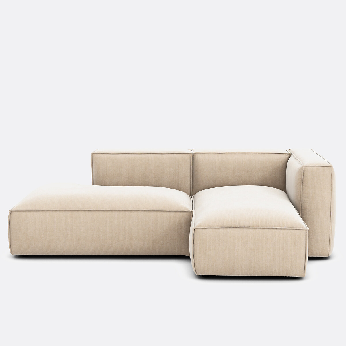 Canapé modulable d'angle droit, en velours côtelé vintage, SEVEN ecru, LA REDOUTE INTERIEURS