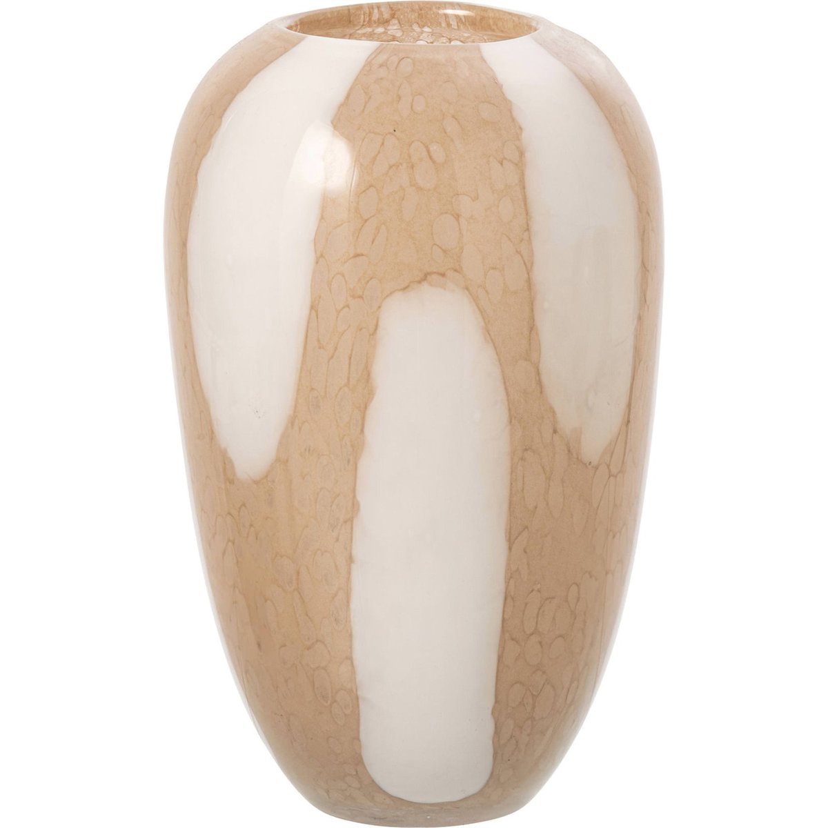 Vase à pois en verre soufflé beige clair et blanc, RECOLLECTION