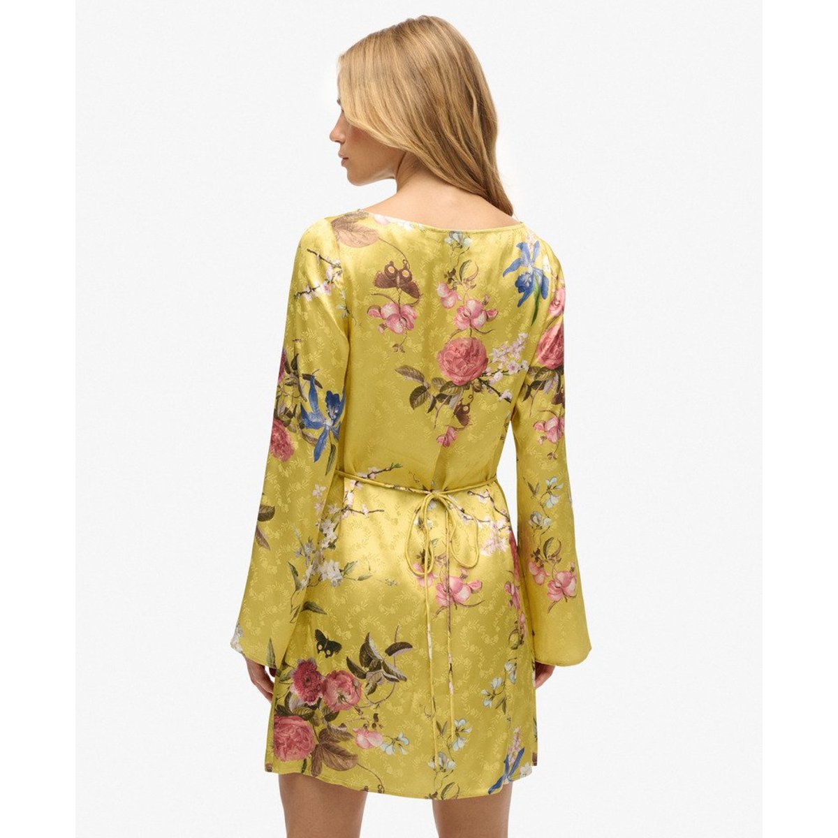 Robe Mini à Manches Évasées Jacquard fleur de kirro, SUPERDRY