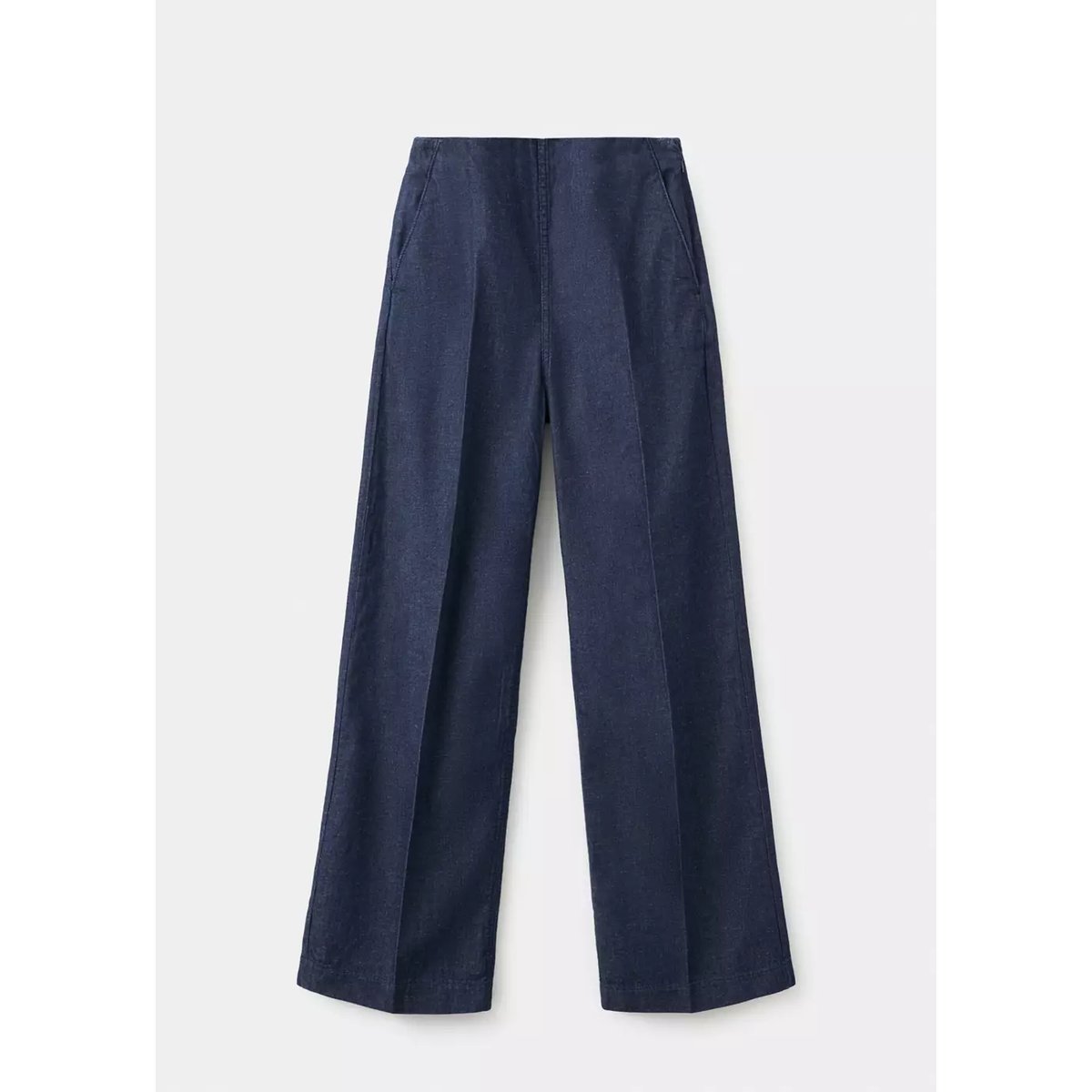 Pantalon en denim taille haute bleu, MANGO