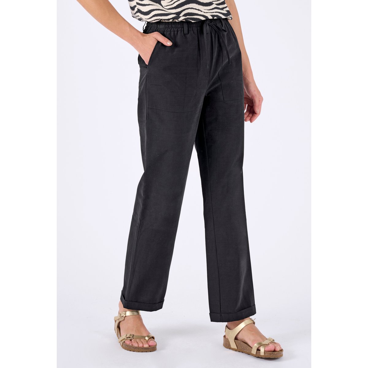 Pantalon 7/8ème enfilable poches cargo noir, DAMART