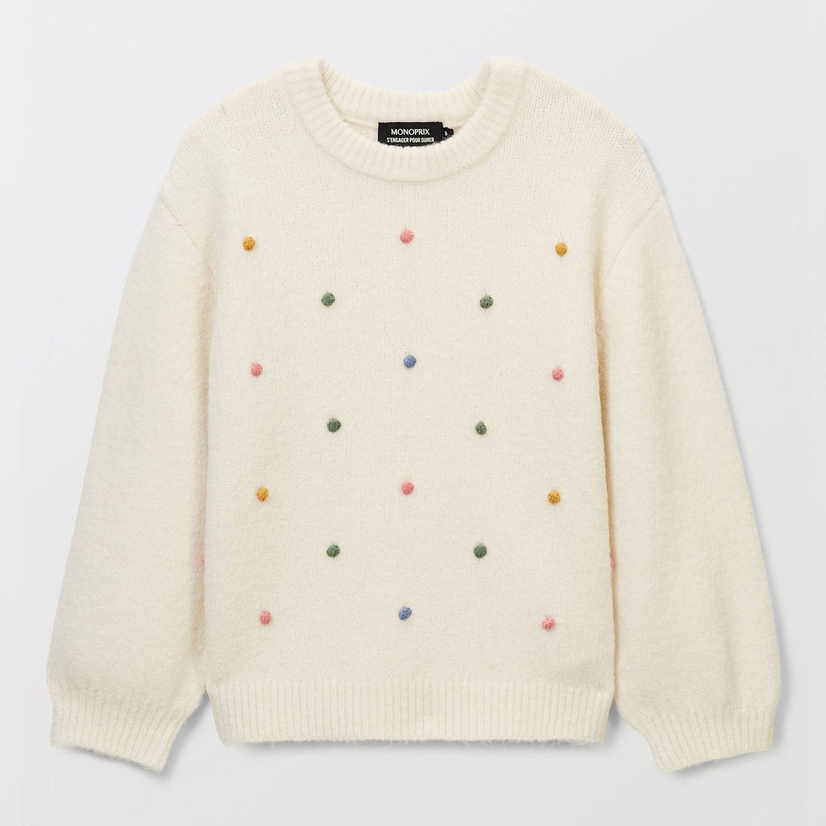 Pull col rond avec broderies amaretti, MONOPRIX