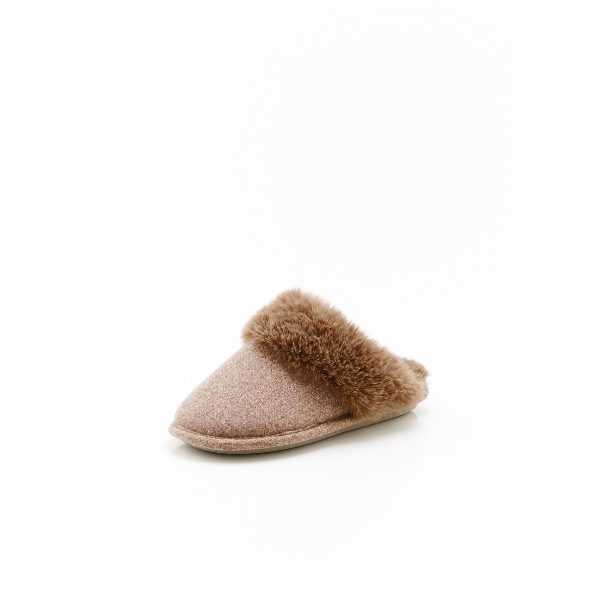 Mules Thermolactyl imitation fourrure marron taupe chiné, DAMART