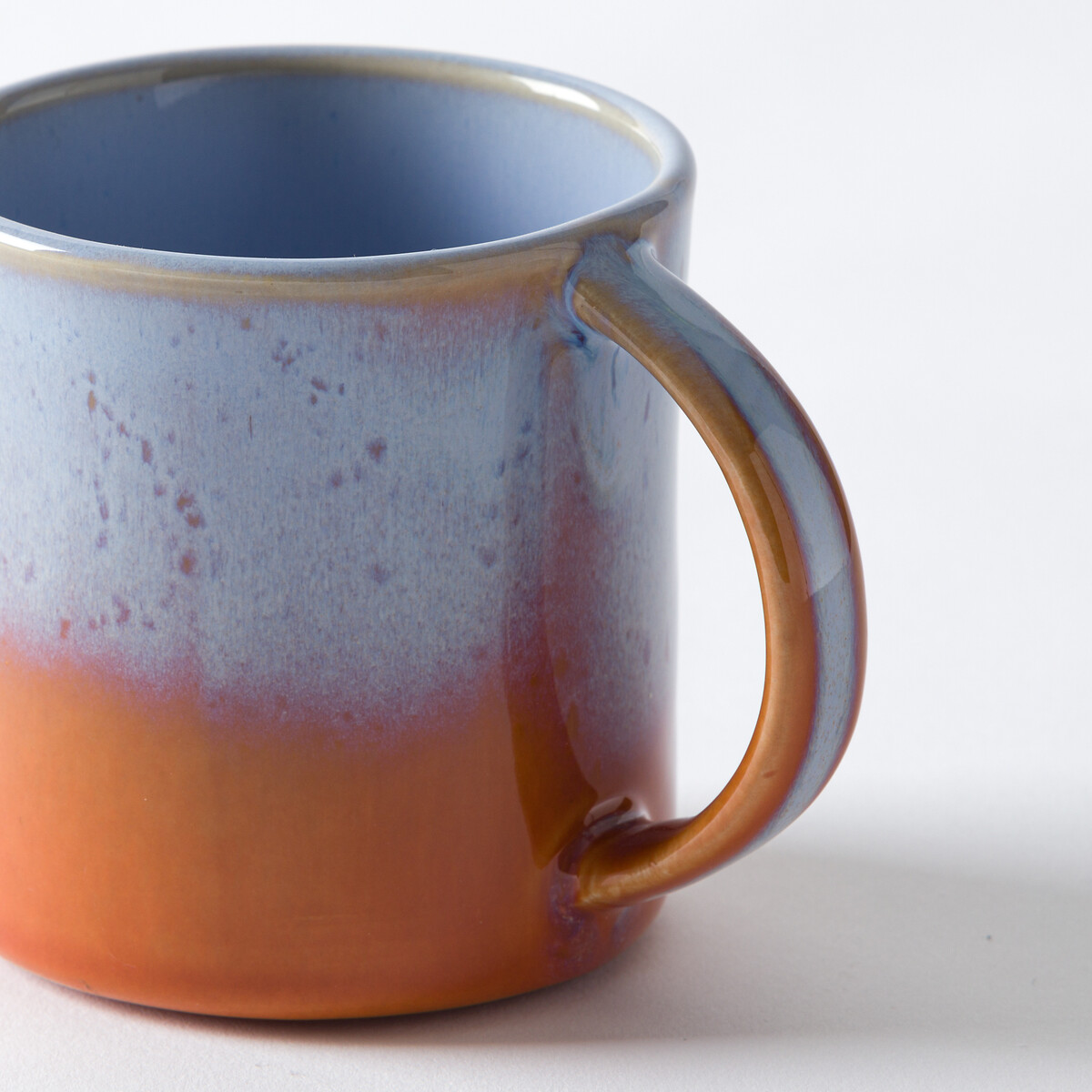 Lot de 2 mugs en grès émail réactif, Ikora bleu/orange, LA REDOUTE INTERIEURS