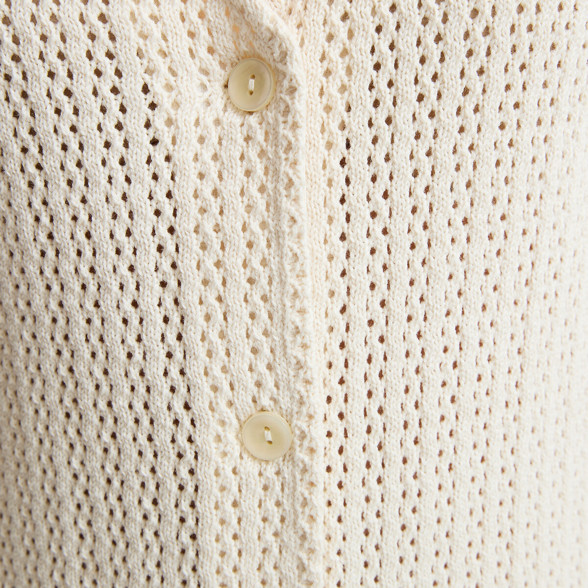 Robe longue manches courtes en maille pointelle ecru, LA REDOUTE COLLECTIONS