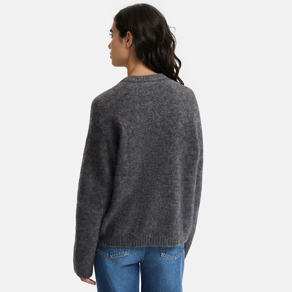 Maglione a girocollo in misto alpaca spazzolato, Signature AZELIE antracite chiné, LA REDOUTE COLLECTIONS