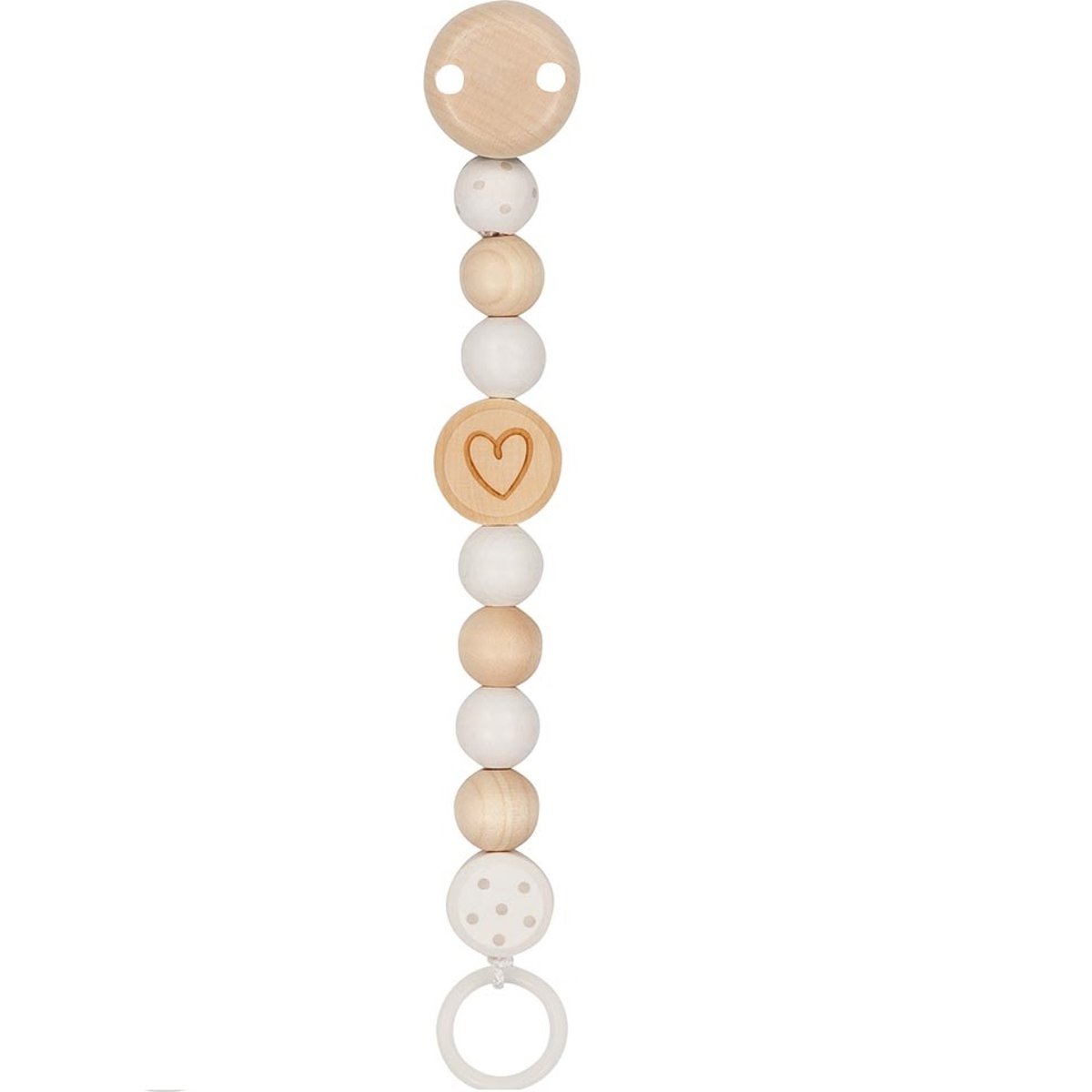 Accroche tétine cœur blanc, GOKI