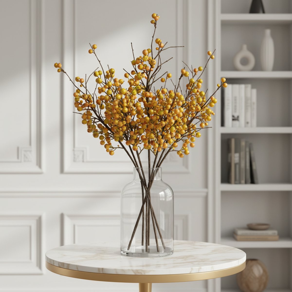 Branche de baies sauvages artificielle H45 jaune, SIA DECO
