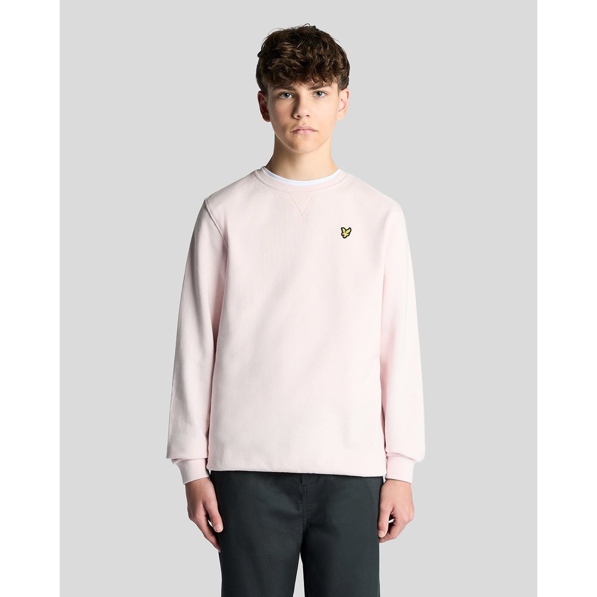 Sweat-shirt col rond en coton rose clair, LYLE & SCOTT