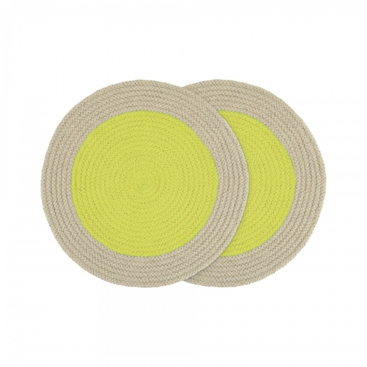 Set de table coton rond design lot de 2 jaune, REMEMBER