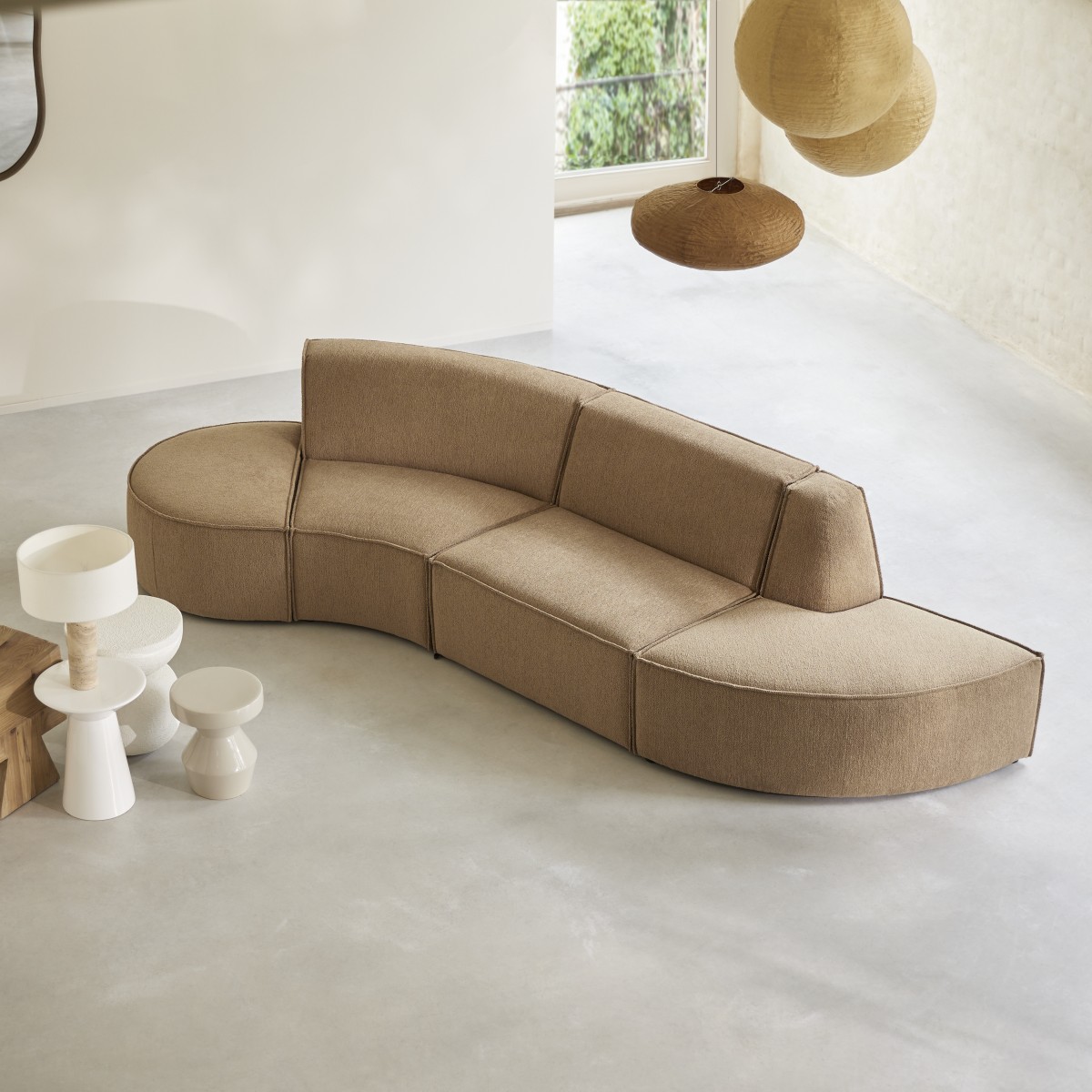 Banquette en Tissu, DARIO marron, TIKAMOON