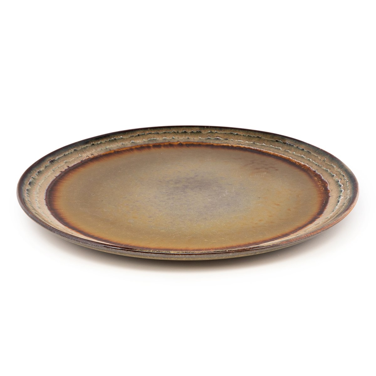 Assiette à dîner en grès cérame COMPORTA marron ambré, BAZAR BIZAR
