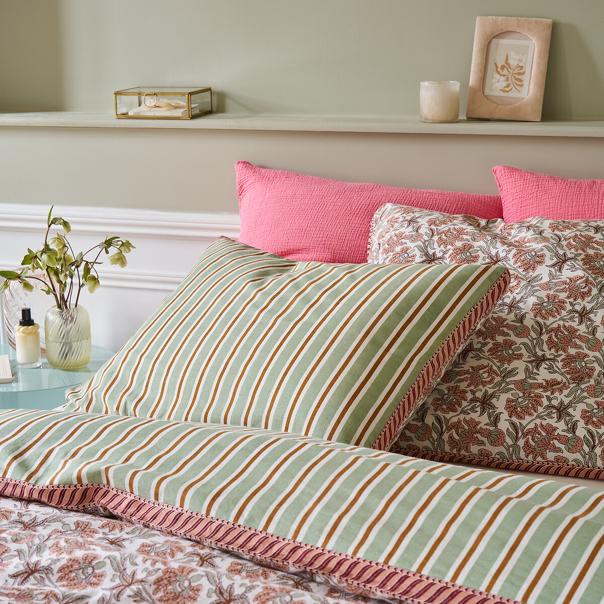 Funda de almohada de algodón lavado, Hyacinthe estampado, LA REDOUTE INTERIEURS