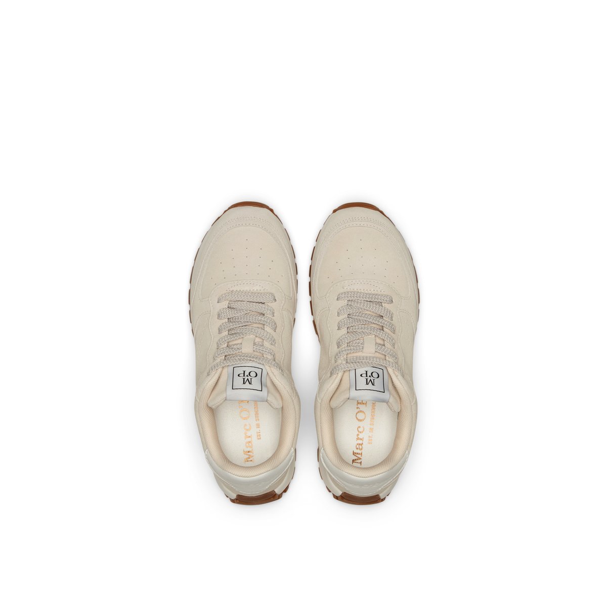 Baskets Modèle Bella en cuir velours doux beige, MARC O'POLO