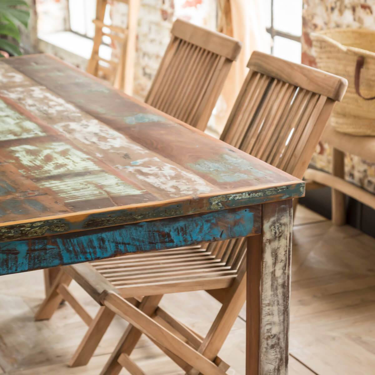 Table à manger en bois massif ETHNIK multicolore, MADE IN MEUBLES