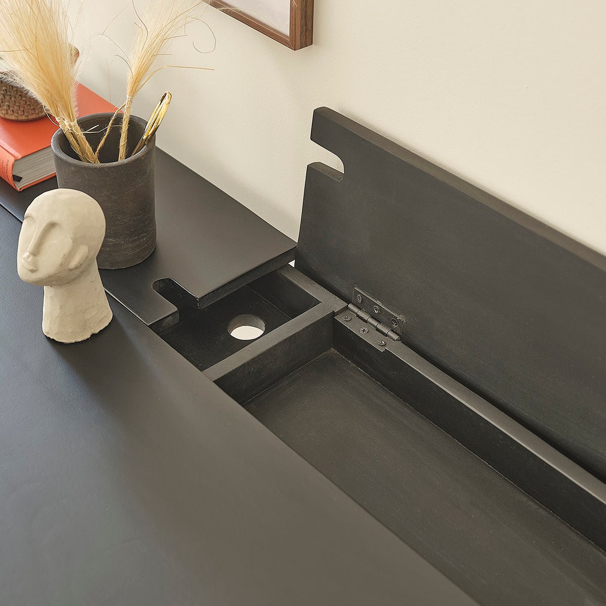 Bureau en bois de manguier 130 cm 2 tiroirs  GLASGOW noir, BERAH GETAH