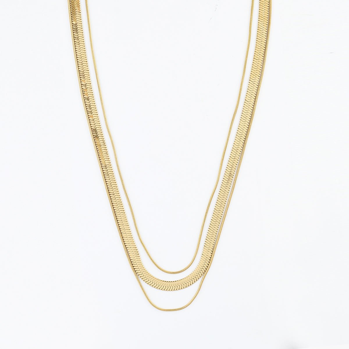 Collier chaîne 3 rangs acier inoxydable doré, BALABOOSTE