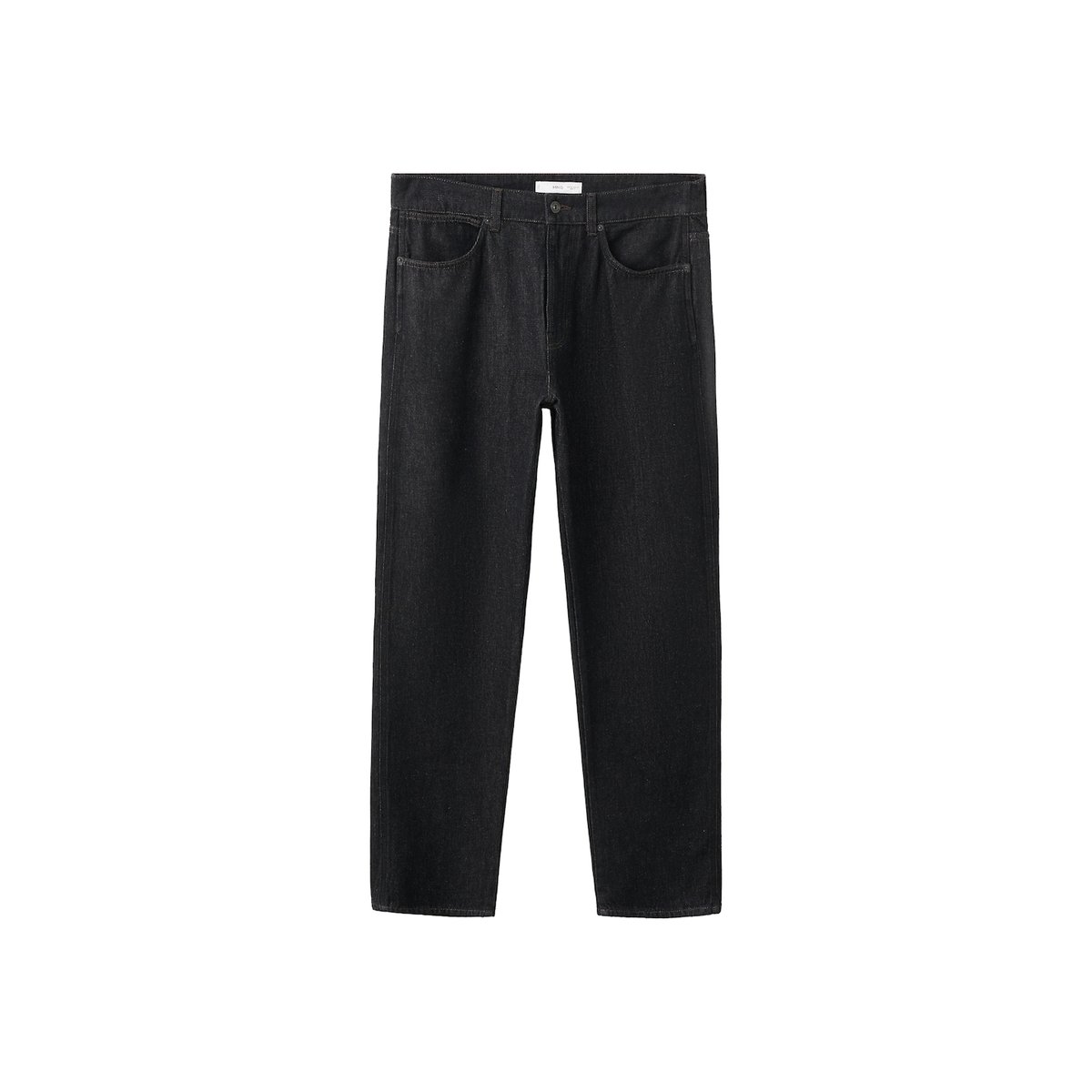 Jean 100 % coton regular-fit cropped black denim, MANGO MAN